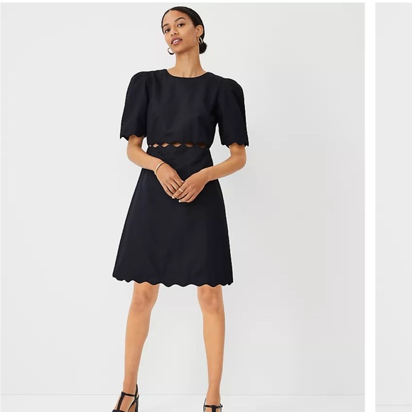 Petite scallop linen blend dress - Picture 3 of 3